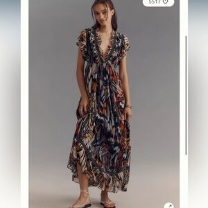 Maeve Short-Sleeve V-Neck Midi Dress